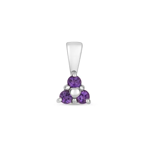 Amethyst 3 Stone Pendant - 9ct White Gold